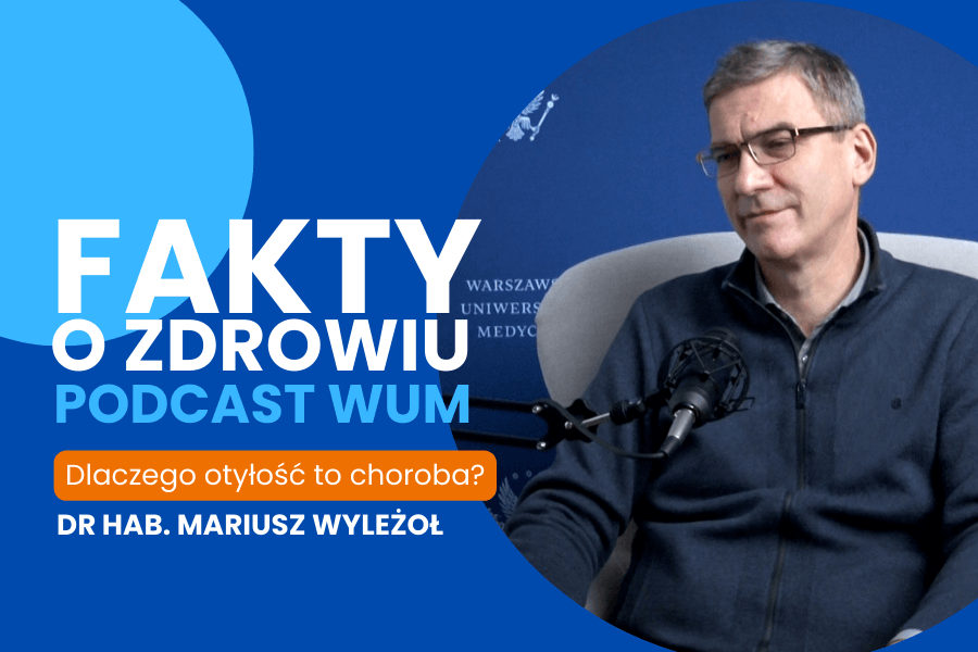 Grafika podcastu: po lewej nazwa podcastu napisana białymi literami, po lewej zdjęcie mężczyzny w okularach, prof. Wyleżoła