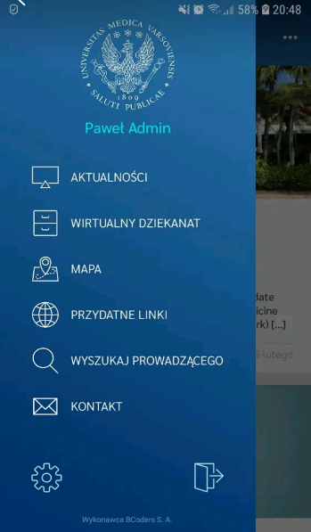 Panel logowania apki