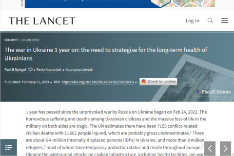 Our scientist co-authored a commentary in The Lancet on the health needs of Ukrainian refugees