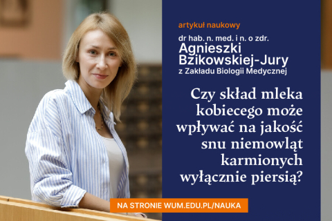 Grafika. Młoda kobieta, oparta o drewnianą balustradę, uśmiecha się do zdjęcia. Na zdjęciu granatowy prostokąt z imieniem i nazwiskiem, tytułem.